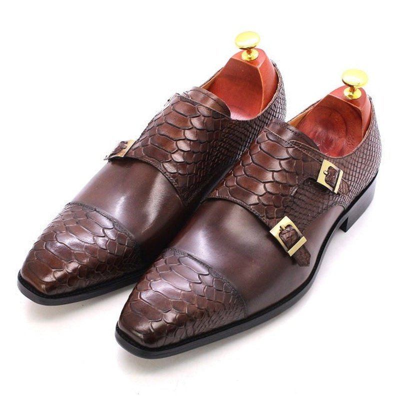 Men's Buckled Python Pattern Dress Shoes - Ideal Place Market