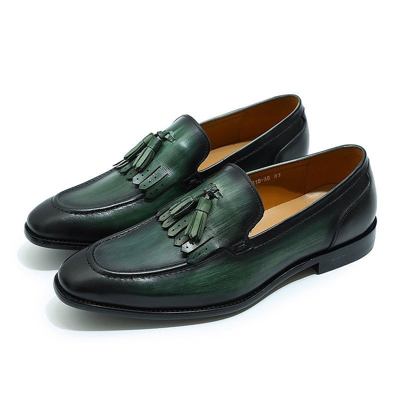 Men's Genuine Cowhide Leather Tassel Loafers - Ideal Place Market