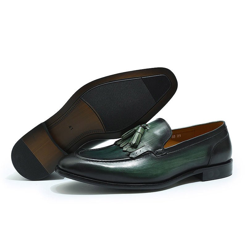 Men's Genuine Cowhide Leather Tassel Loafers - Ideal Place Market