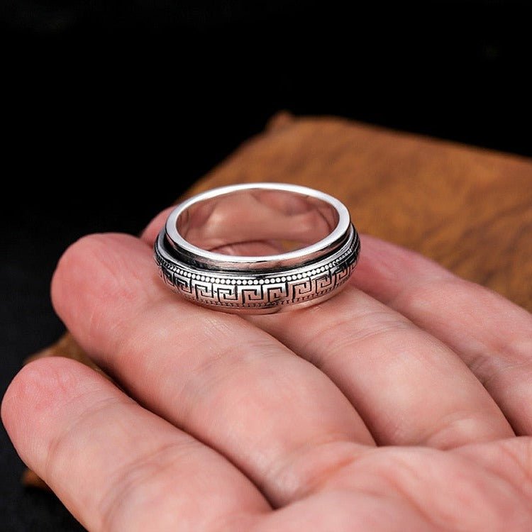 Men's Good Luck Spinner Ring in S925 Silver - Ideal Place Market