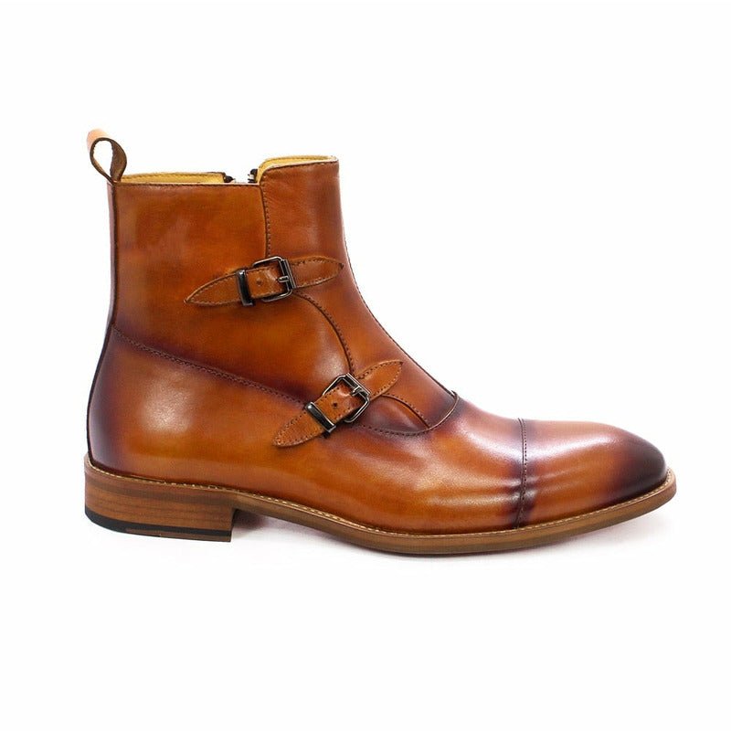 Men's Luxury Tanned Leather Ankle Height Boots - Ideal Place Market