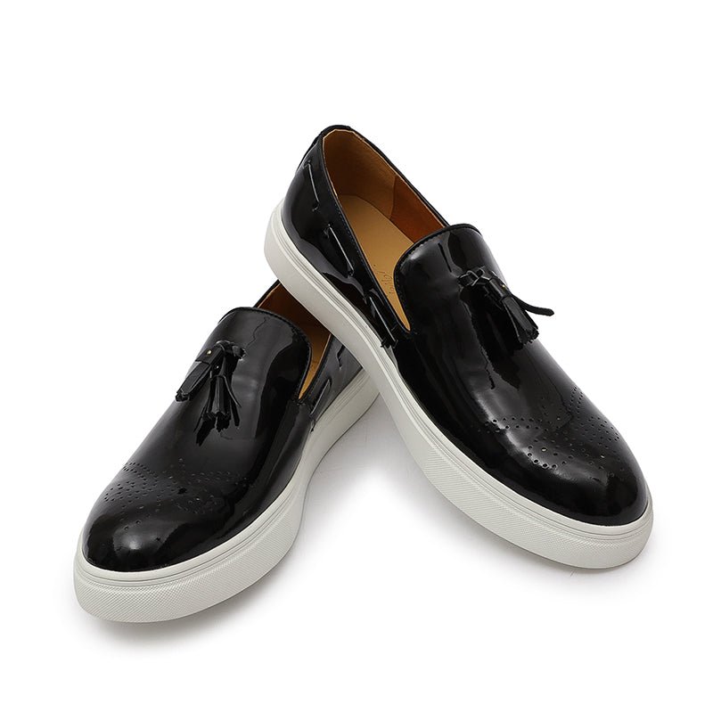 Men's Patent Leather Street Loafer with Tassels - Ideal Place Market