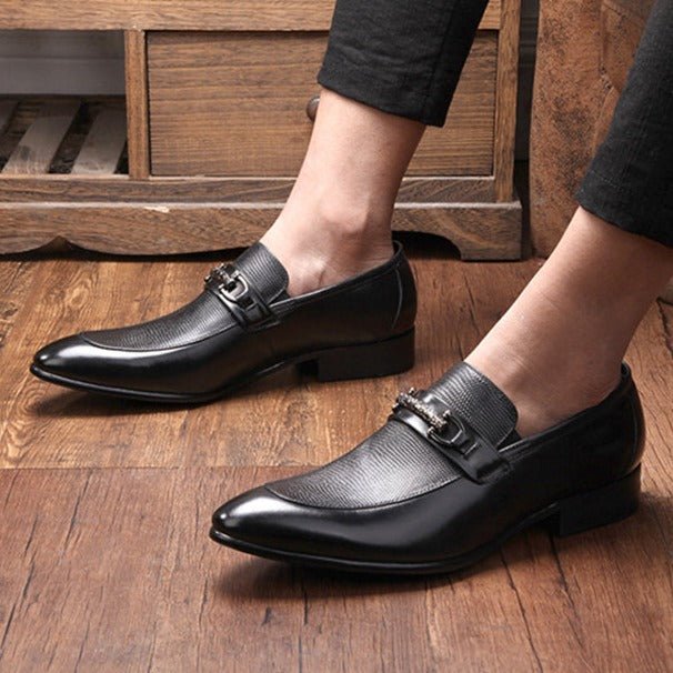 Men's Slip-On Leather Bit Brogue Shoes - Ideal Place Market