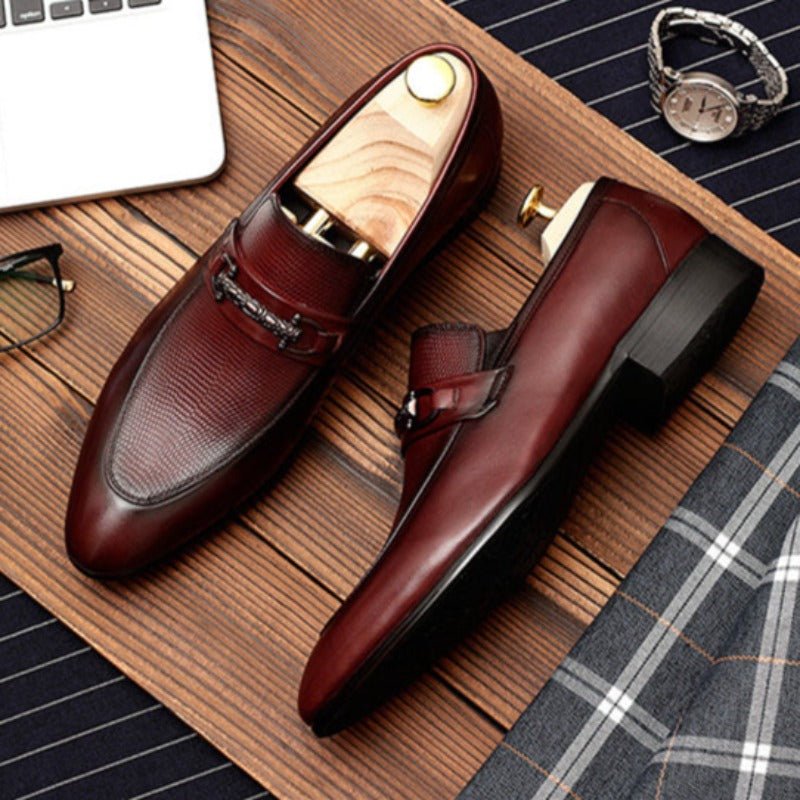 Men's Slip-On Leather Bit Brogue Shoes - Ideal Place Market