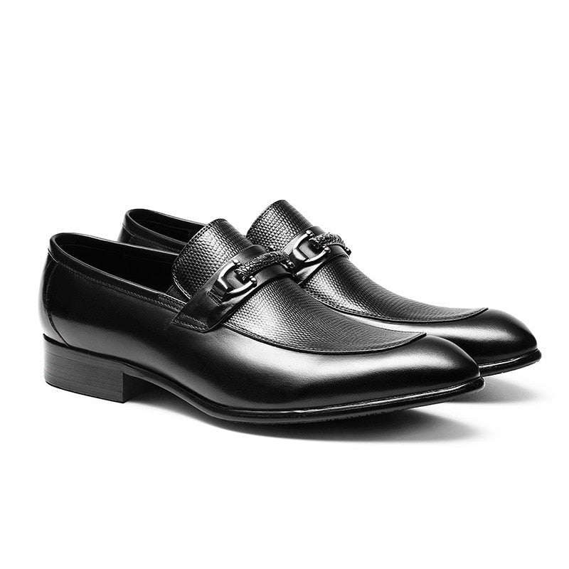 Men's Slip-On Leather Bit Brogue Shoes - Ideal Place Market