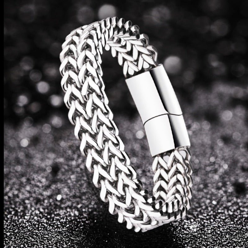 Men's Wide Double Link Titanium Steel Bracelet - Ideal Place Market