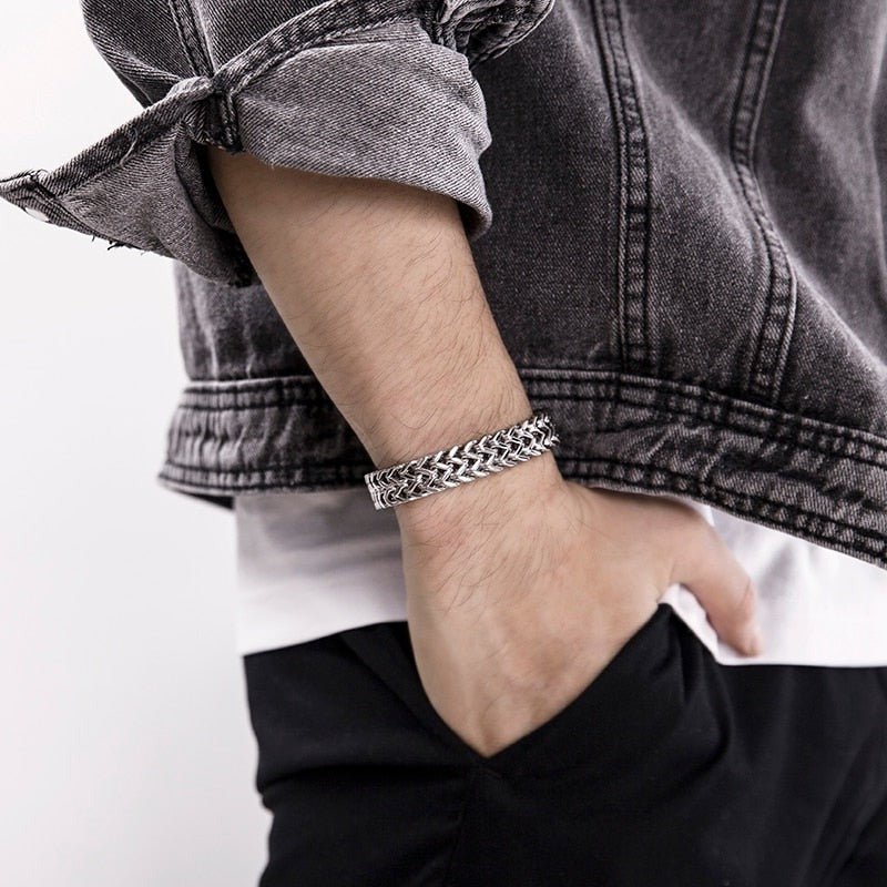 Men's Wide Double Link Titanium Steel Bracelet - Ideal Place Market