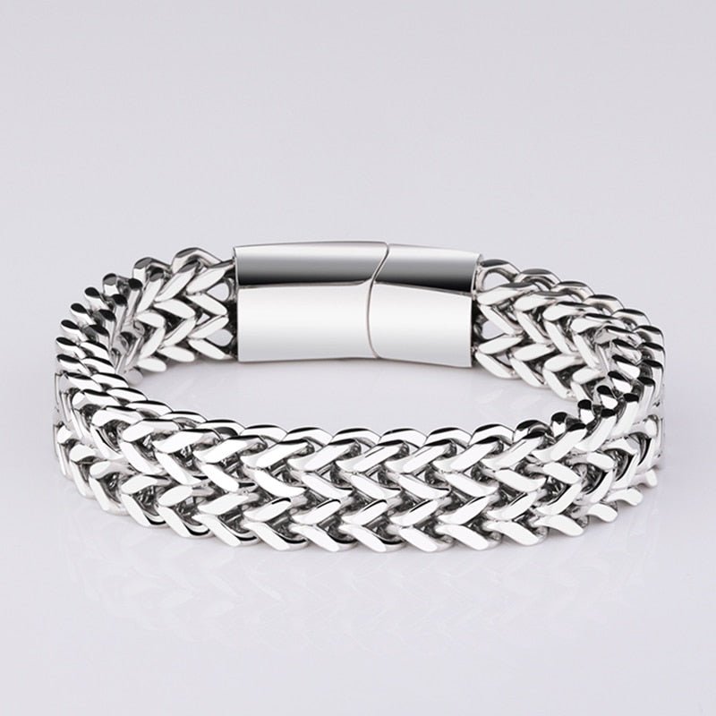 Men's Wide Double Link Titanium Steel Bracelet - Ideal Place Market