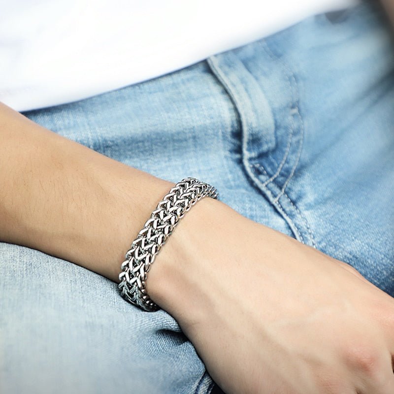 Men's Wide Double Link Titanium Steel Bracelet - Ideal Place Market