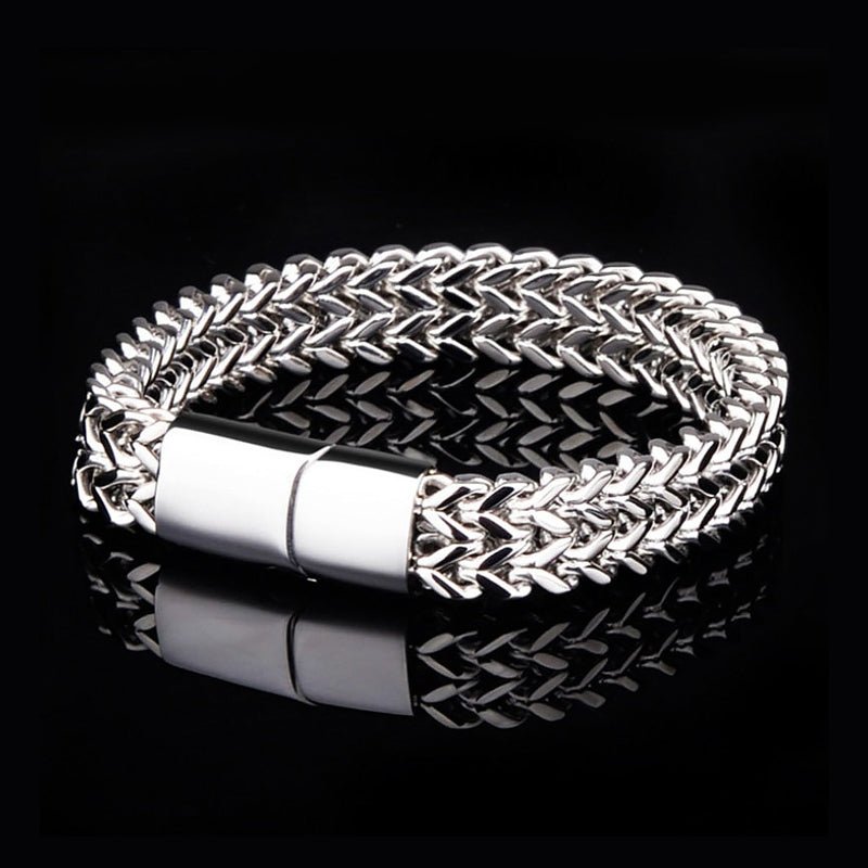 Men's Wide Double Link Titanium Steel Bracelet - Ideal Place Market