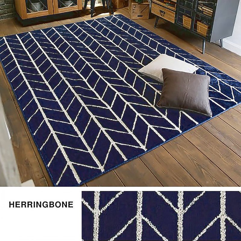 Midnight Blue Herringbone Adorned Area Rug - Ideal Place Market