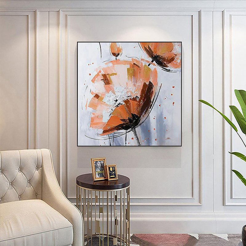 Minimally Modern Hand-Painted Flowers on Canvas - Ideal Place Market