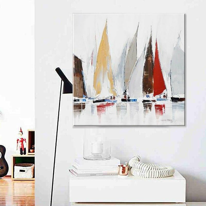 Modern Expressionist-Sailboat Painting - Hand-Painted Acrylic on Canvas - Ideal Place Market