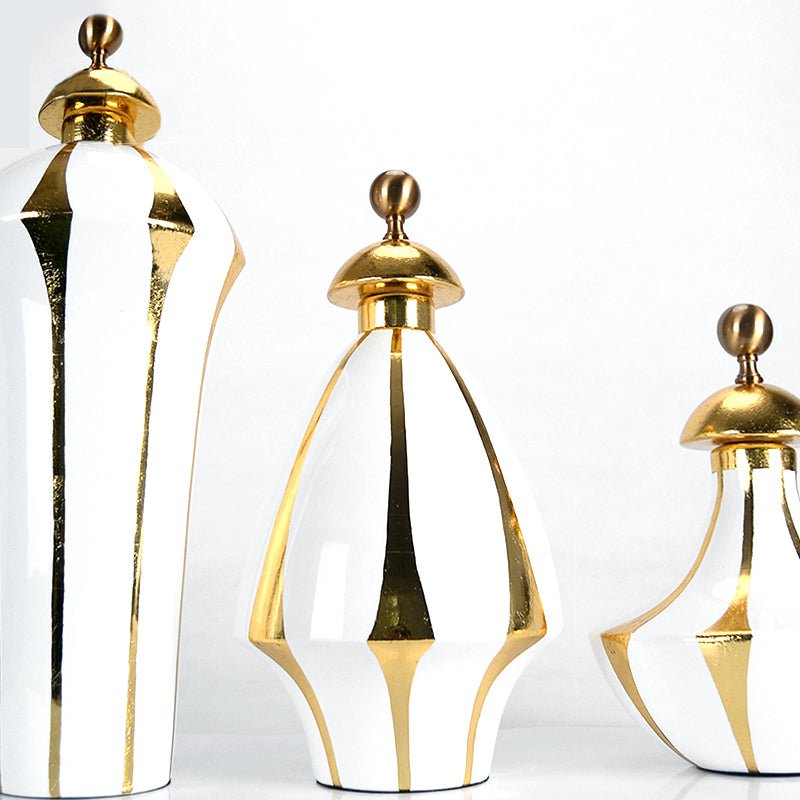 Modern Gold Leaf Ceramic Vases - Ideal Place Market