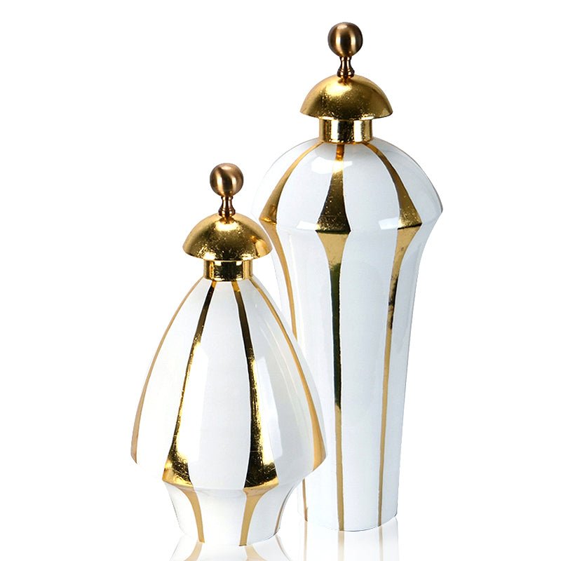 Modern Gold Leaf Ceramic Vases - Ideal Place Market