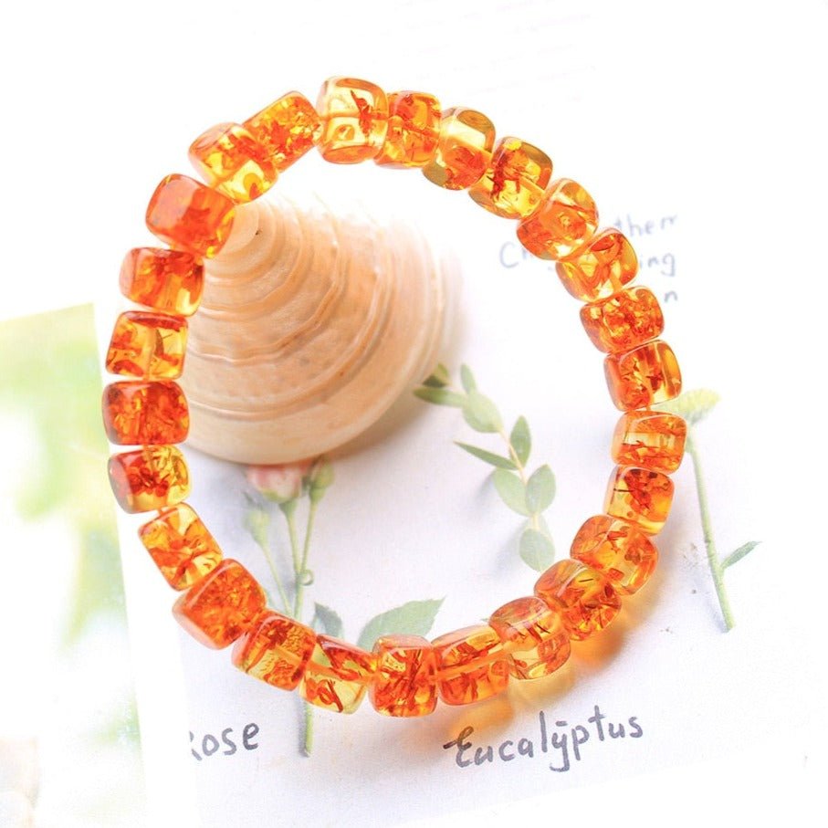 Natural Amber Cube Beaded Bracelet - Ideal Place Market