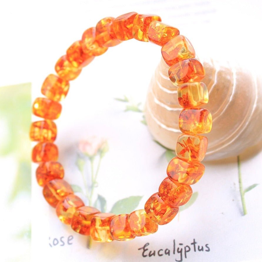 Natural Amber Cube Beaded Bracelet - Ideal Place Market