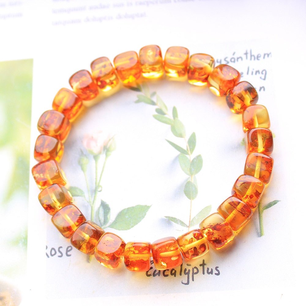 Natural Amber Cube Beaded Bracelet - Ideal Place Market