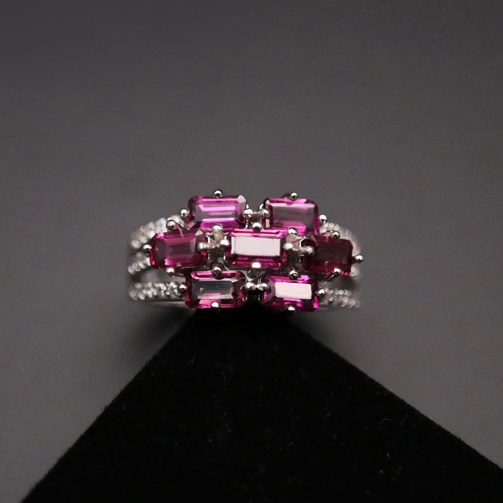 Natural Brazilian Rhodolite in S925 Silver Ring