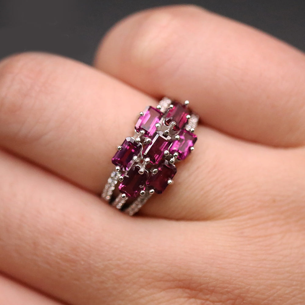 Natural Brazilian Rhodolite in S925 Silver Ring