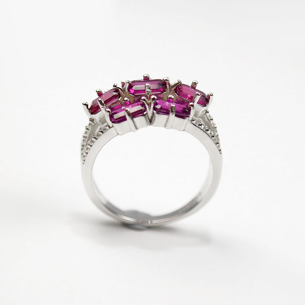 Natural Brazilian Rhodolite in S925 Silver Ring