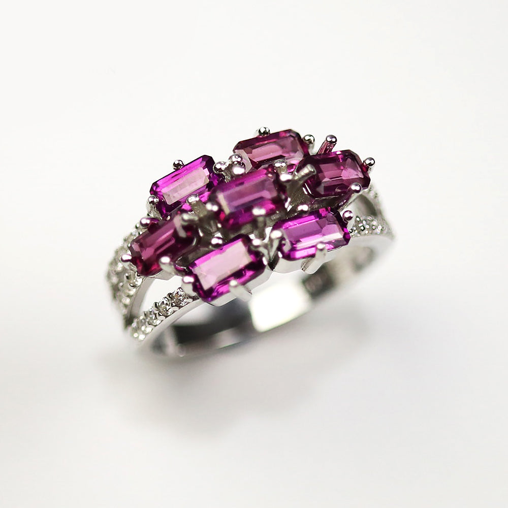 Natural Brazilian Rhodolite in S925 Silver Ring - 7