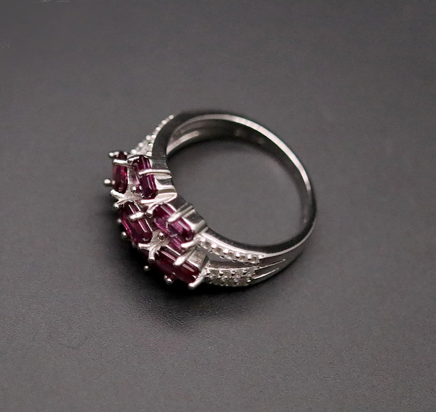 Natural Brazilian Rhodolite in S925 Silver Ring