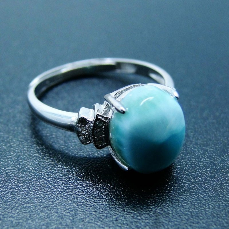 Natural Caribbean Blue Larimar in 925 Silver Ring - Ideal Place Market