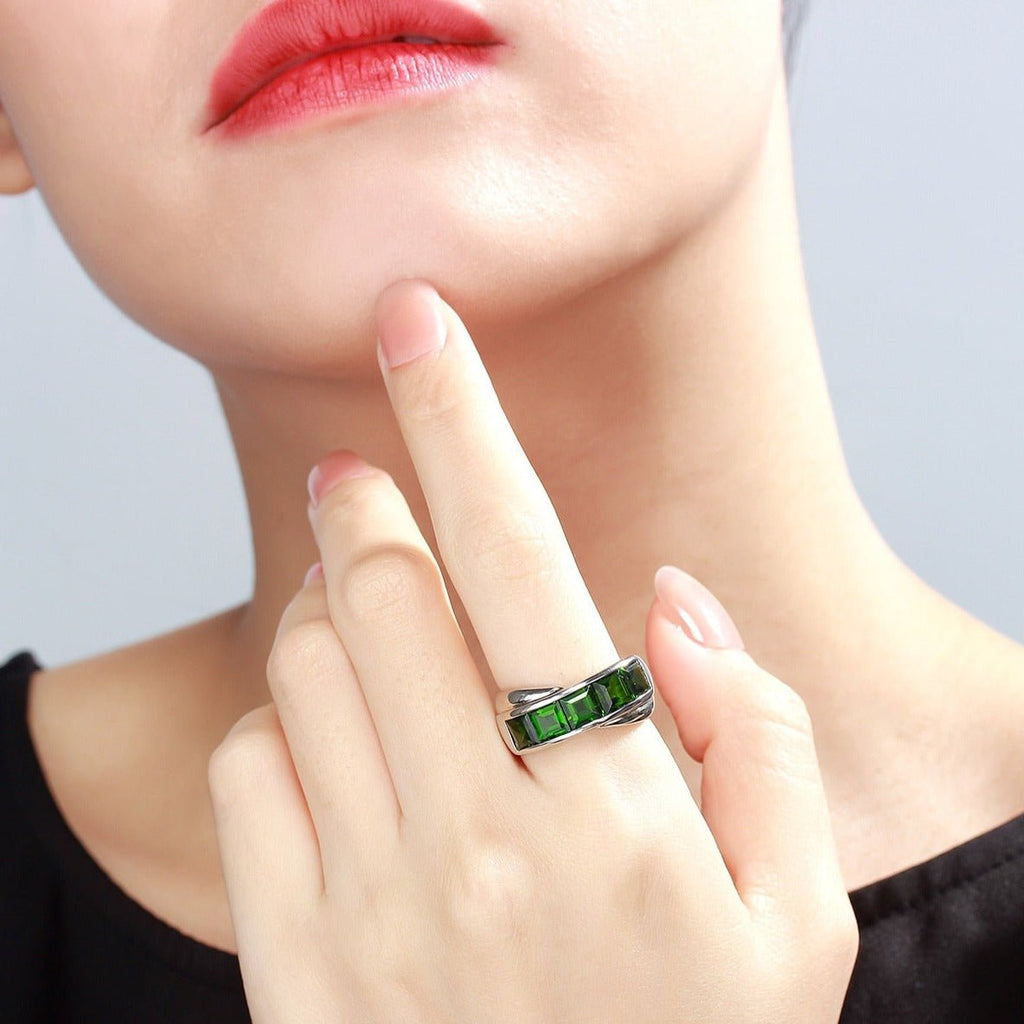 Natural Chrome Diopside in S925 Silver Ring - Ideal Place Market