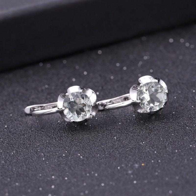 Natural Green Amethyst & 925 Silver Earrings 5.47ct - Ideal Place Market