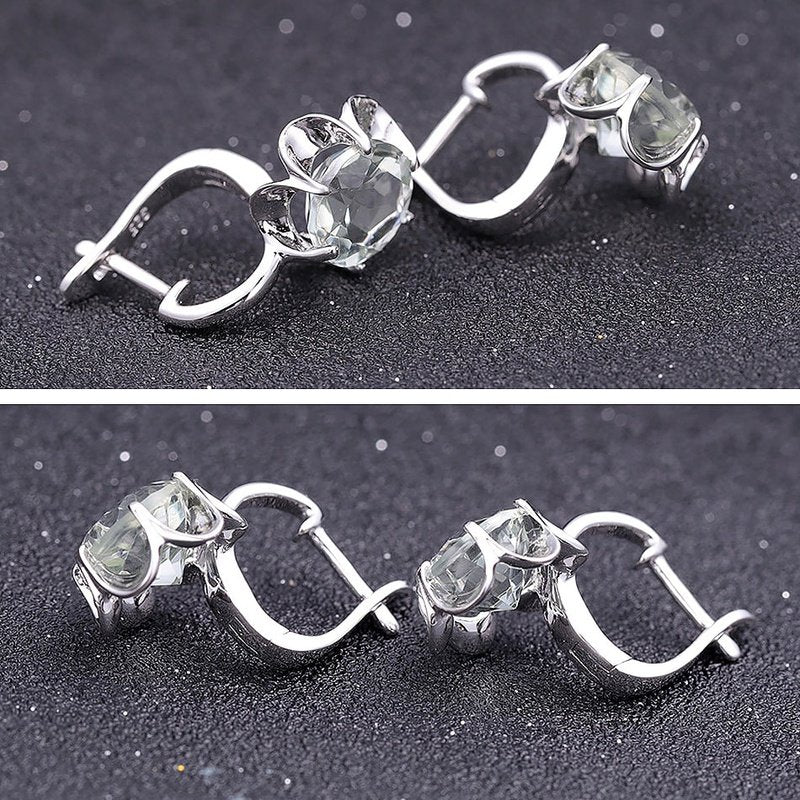 Natural Green Amethyst & 925 Silver Earrings 5.47ct - Ideal Place Market