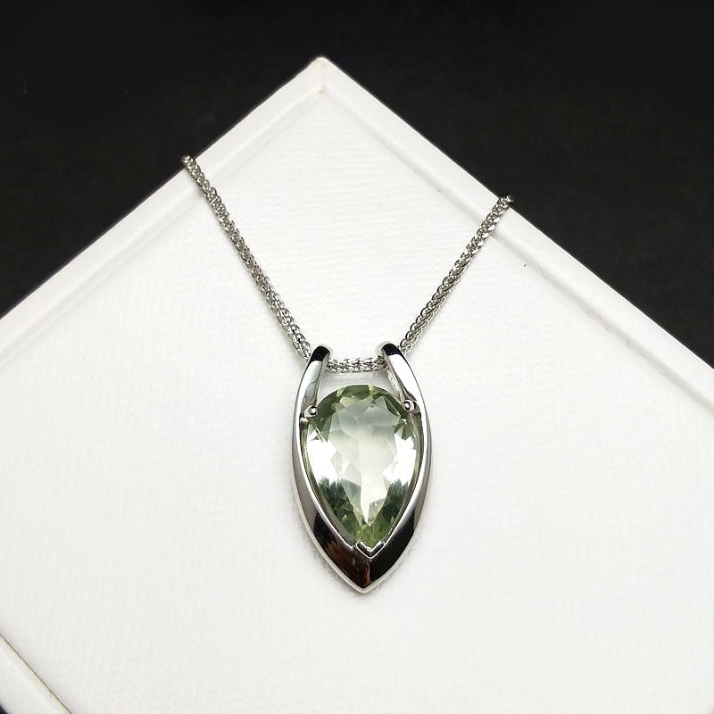 Natural Green Amethyst S925 Silver Necklace & Pendant - Ideal Place Market