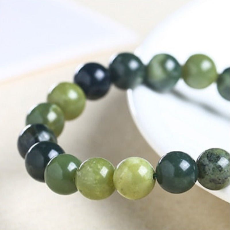 Natural Green Canadian Jade Beaded Bracelet - Ideal Place Market