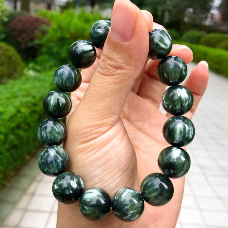 Natural Green Seraphinite Beaded Bracelet - Ideal Place Market