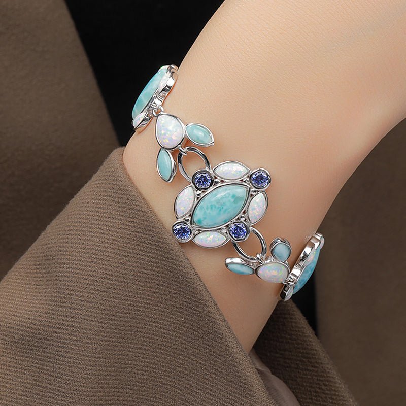 Natural Larimar in Stunning S925 Link Bracelet - Ideal Place Market