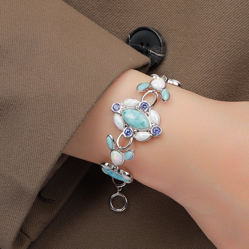 Natural Larimar in Stunning S925 Link Bracelet - Ideal Place Market