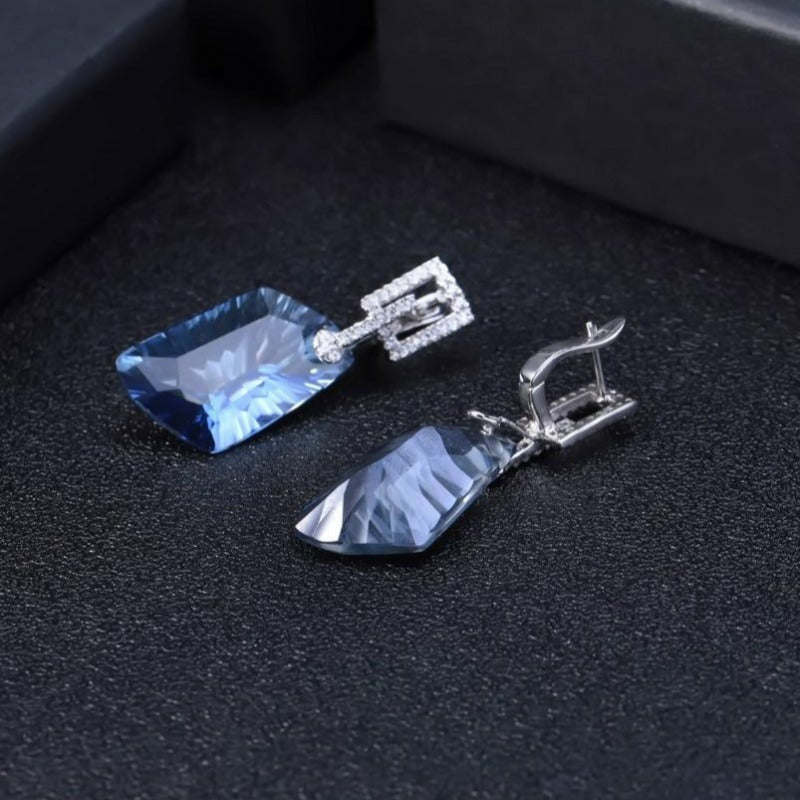 Natural Lolite Blue Mystic Quartz Drop Earrings - 42.40ct - Ideal Place Market