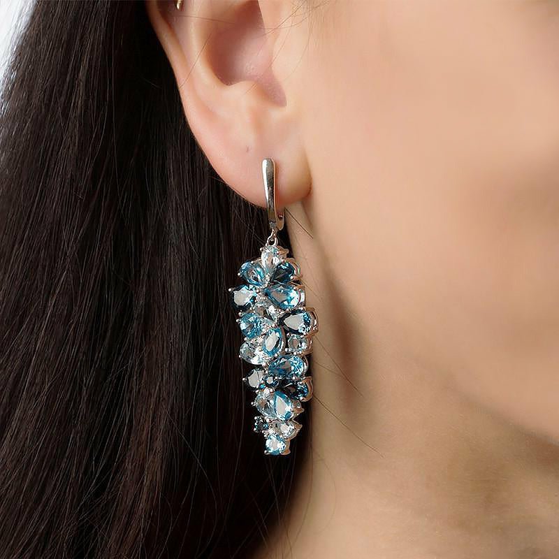 Natural London Blue Pure Topaz & Sterling Silver Earrings - Ideal Place Market