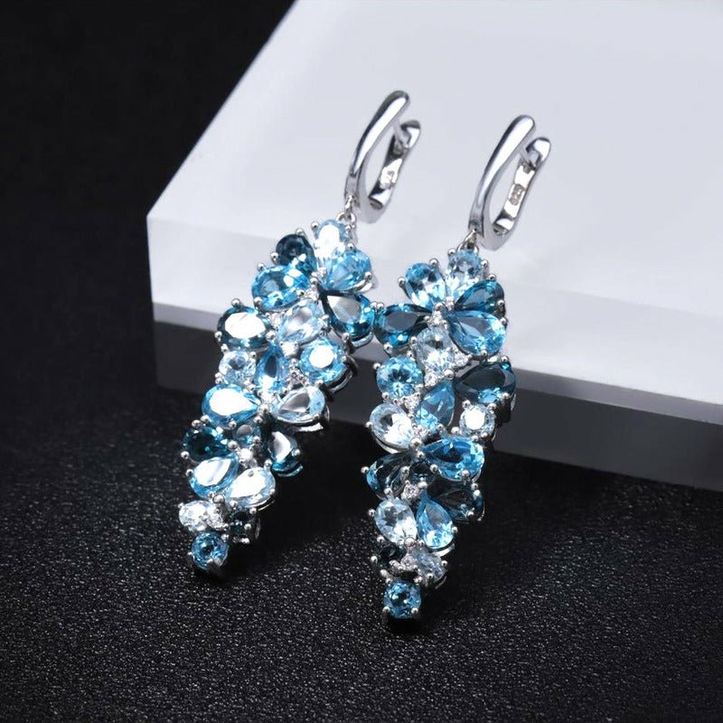 Natural London Blue Pure Topaz & Sterling Silver Earrings - Ideal Place Market