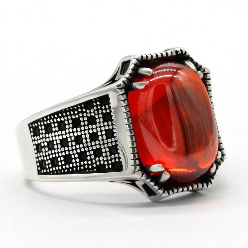 Natural Polished Red Zircon S925 Ring - Ideal Place Market