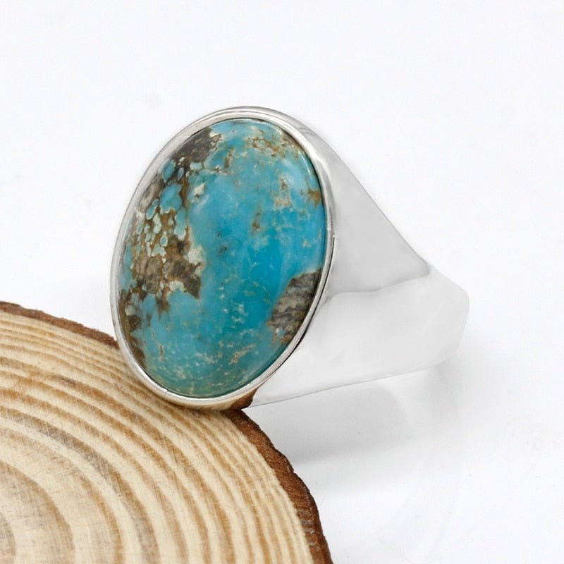 Natural Polished Turquoise in S925 Silver Ring - Ideal Place Market