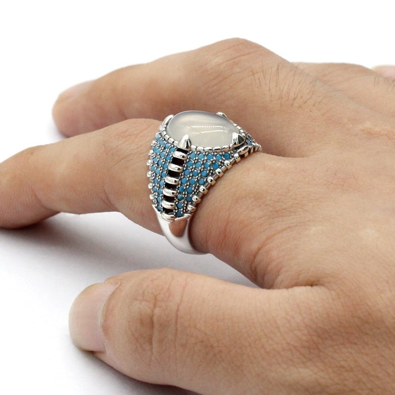 Natural White Agate & Turquoise S925 Ring - Ideal Place Market