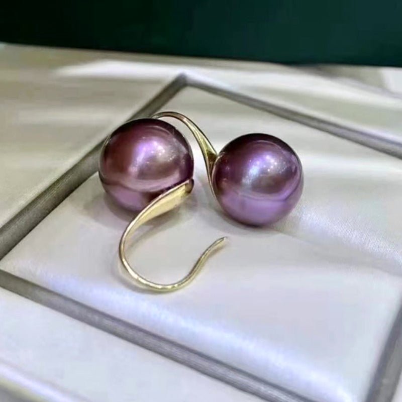 Natural Purple Edison Pearls in 18k Drop Earrings - Ideal Place Market