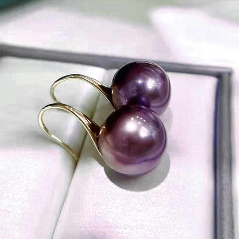 Natural Purple Edison Pearls in 18k Drop Earrings - Ideal Place Market