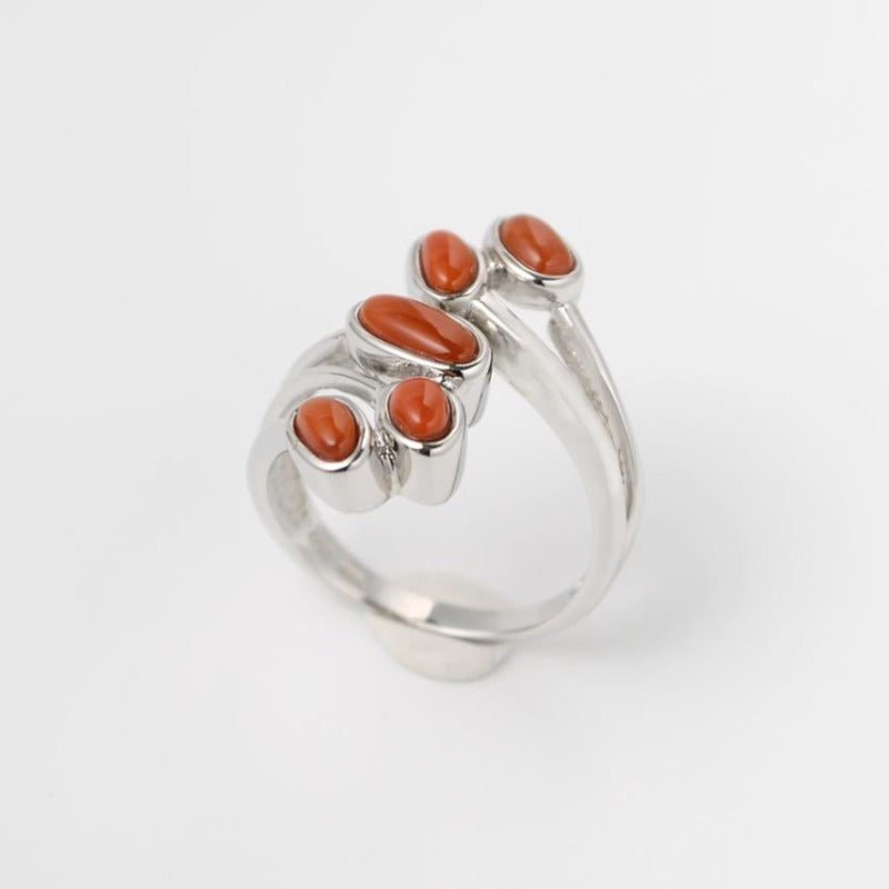 Natural Red Agate in 925 Silver Ring for Women - Ideal Place Market