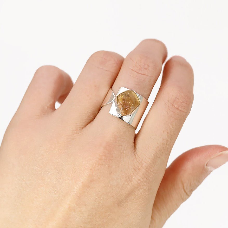 Natural Rough Citrine in Handcrafted 925 Silver Ring - Ideal Place Market