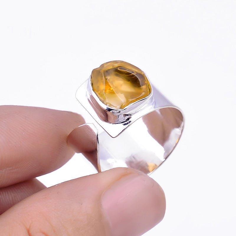 Natural Rough Citrine in Handcrafted 925 Silver Ring - Ideal Place Market