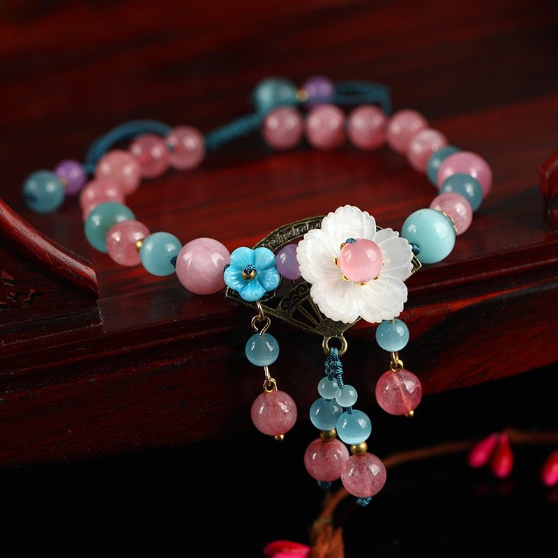 Natural Semi-Precious Stone Flower Dangle Anklets - 9 Styles - Ideal Place Market