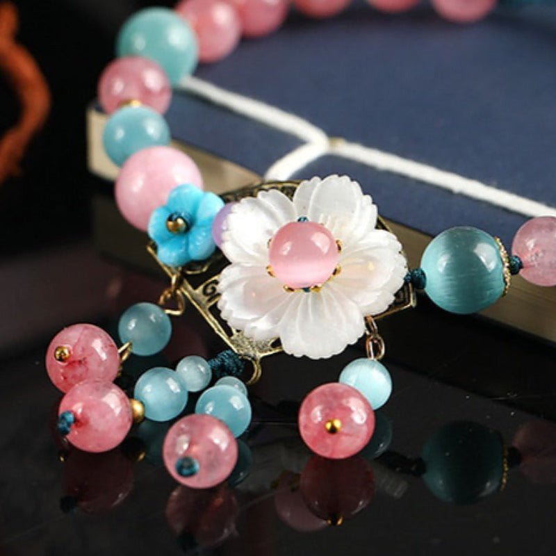 Natural Semi-Precious Stone Flower Dangle Anklets - 9 Styles - Ideal Place Market