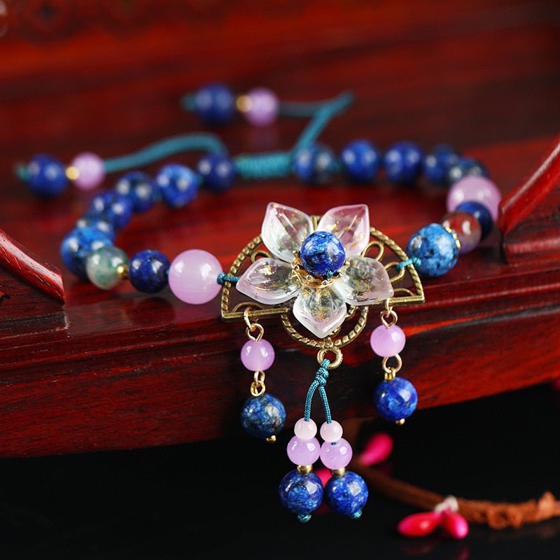 Natural Semi-Precious Stone Flower Dangle Anklets - 9 Styles - Ideal Place Market